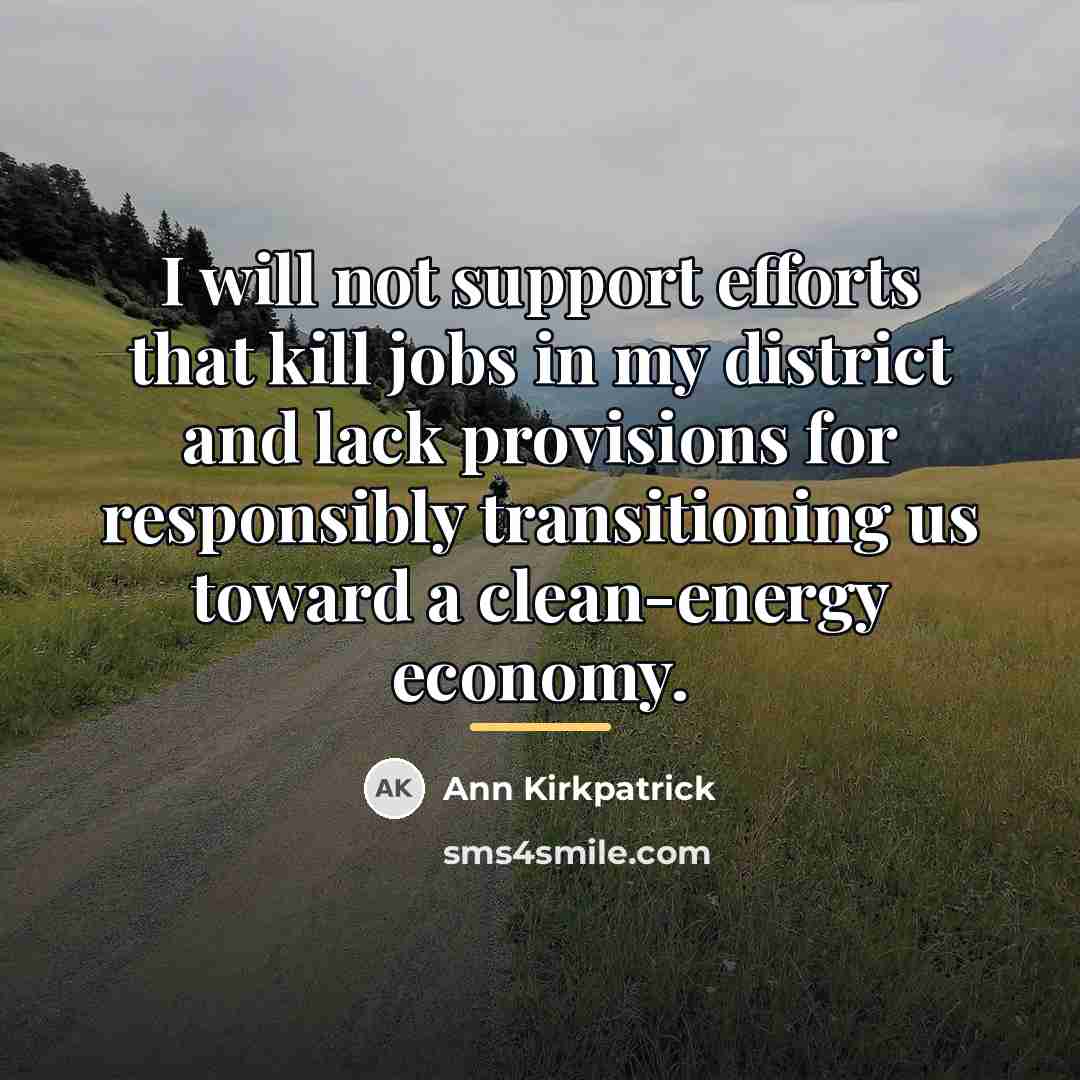 “I will not support efforts that kill jobs in my…” quote by Ann Kirkpatrick