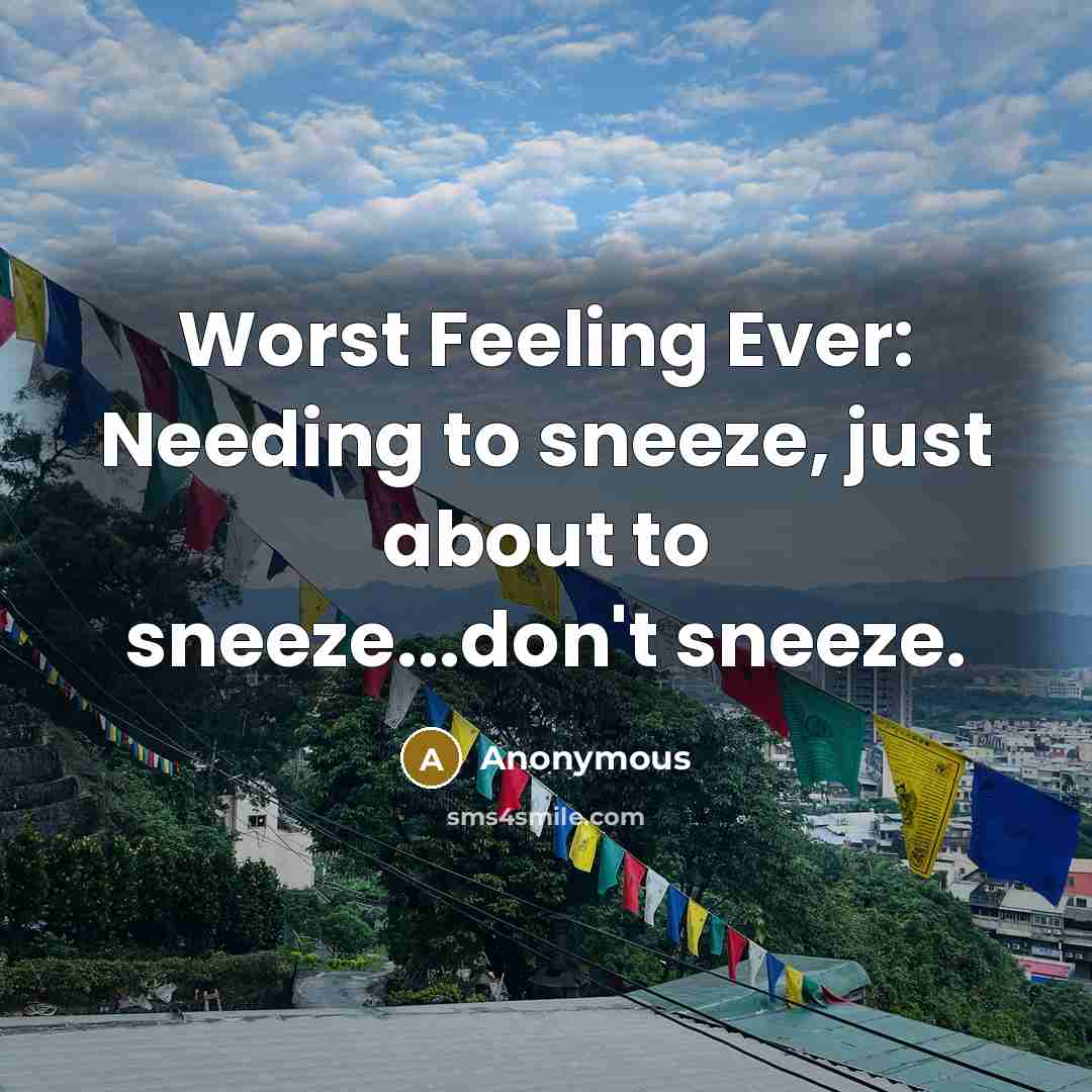 “Worst Feeling Ever: Needing to sneeze, just about to sneeze...don't sneeze.” quote by Anonymous