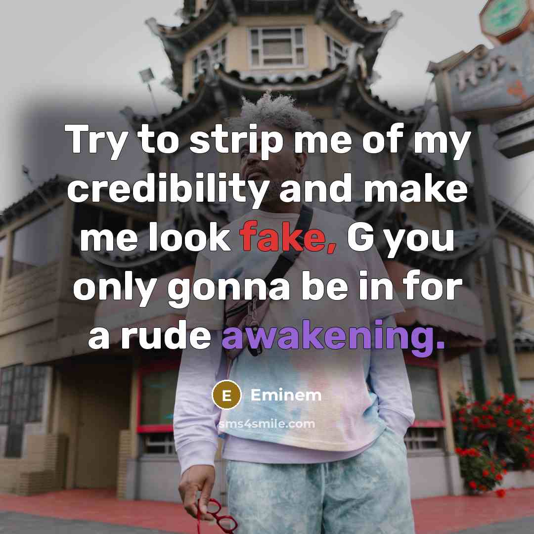 “Try to strip me of my credibility and make me…” quote by Eminem