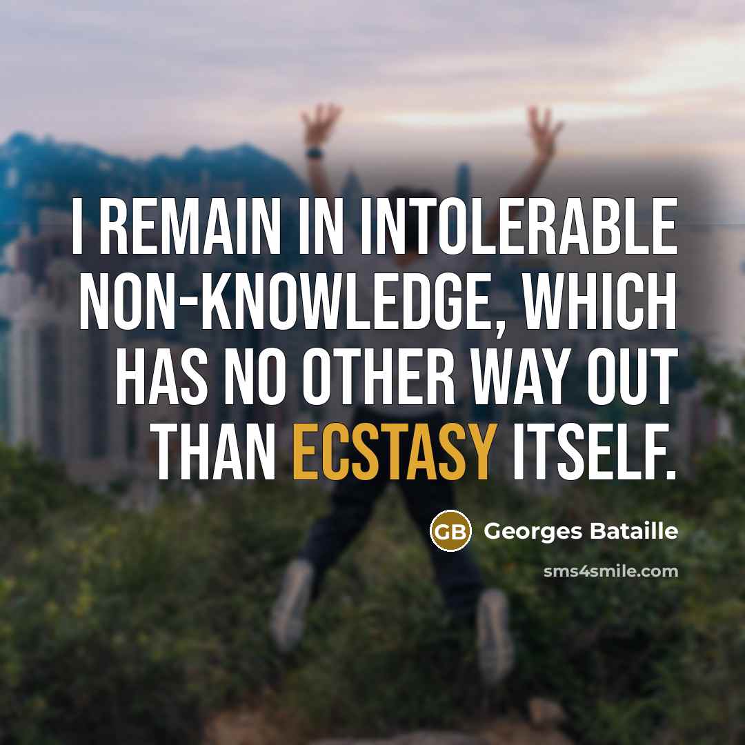 “I remain in intolerable non-knowledge, which has no other way…” quote by Georges Bataille