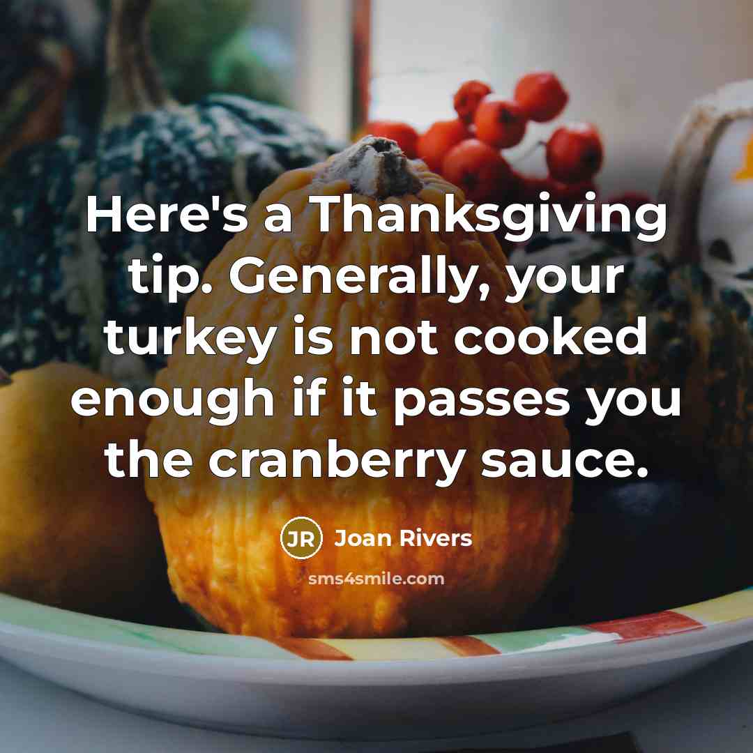 “Here's a Thanksgiving tip. Generally, your turkey is not cooked…” quote by Joan Rivers