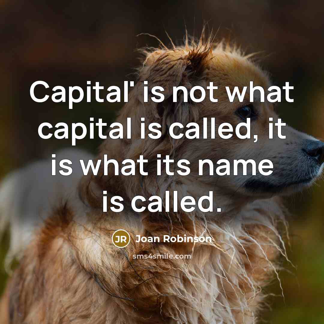 “Capital' is not what capital is called, it is what its name is called.” quote by Joan Robinson