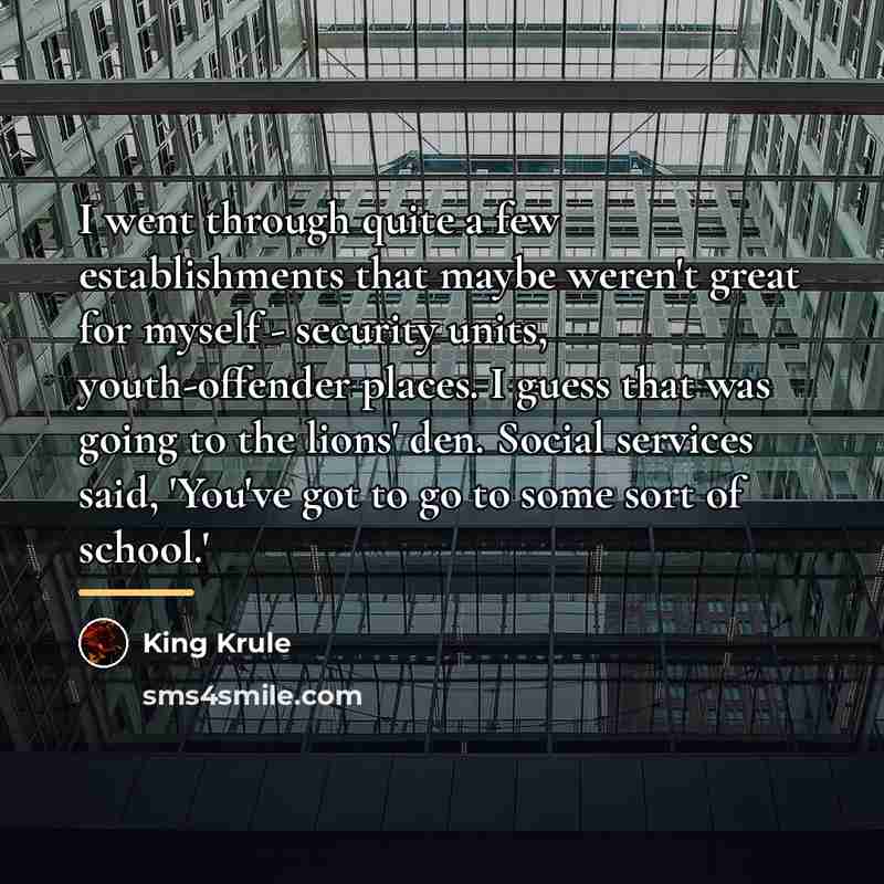 “I went through quite a few establishments that maybe weren't…” quote by King Krule