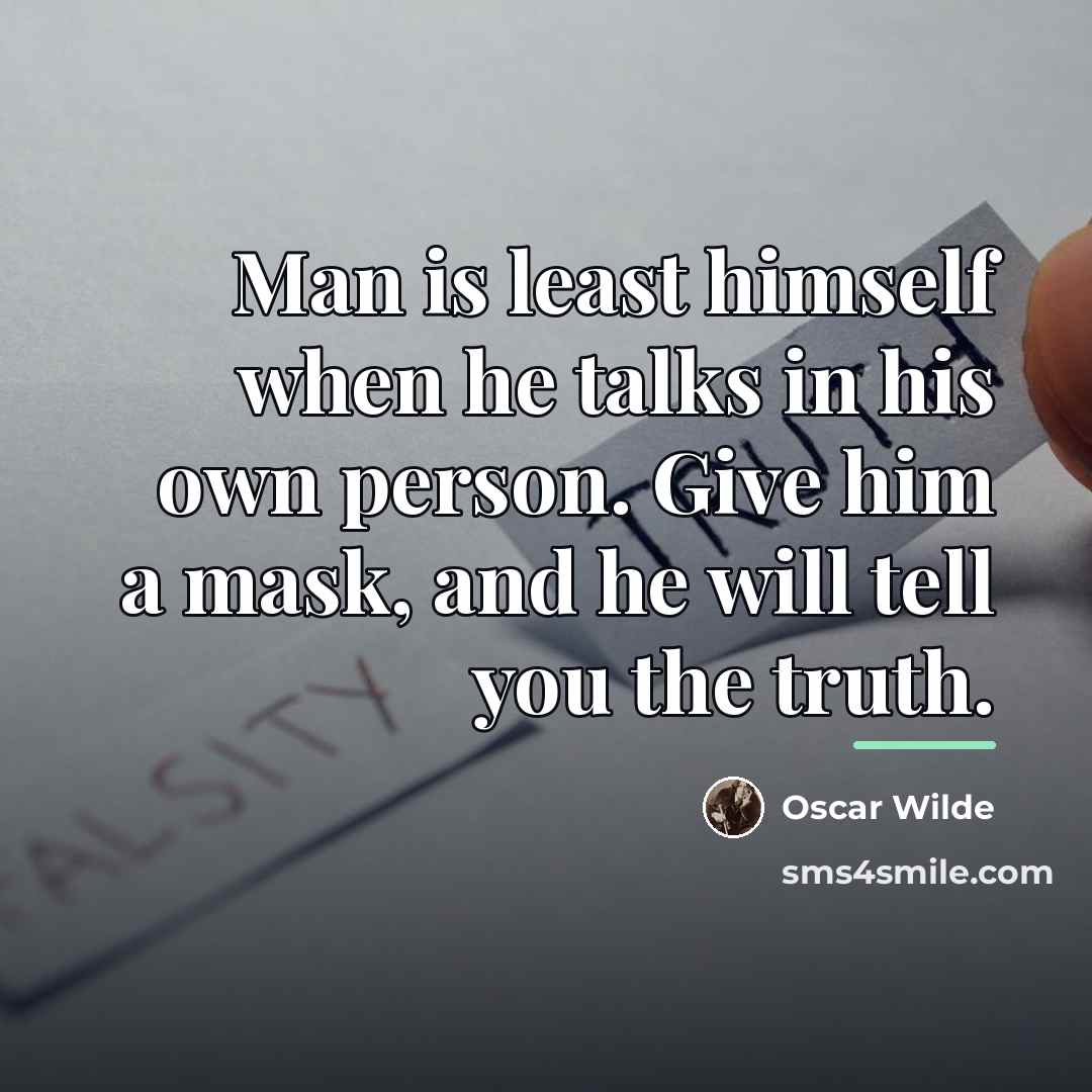“Man is least himself when he talks in his own…” quote by Oscar Wilde