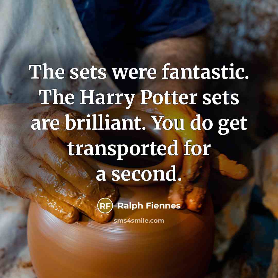 “The sets were fantastic. The Harry Potter sets are brilliant.…” quote by Ralph Fiennes