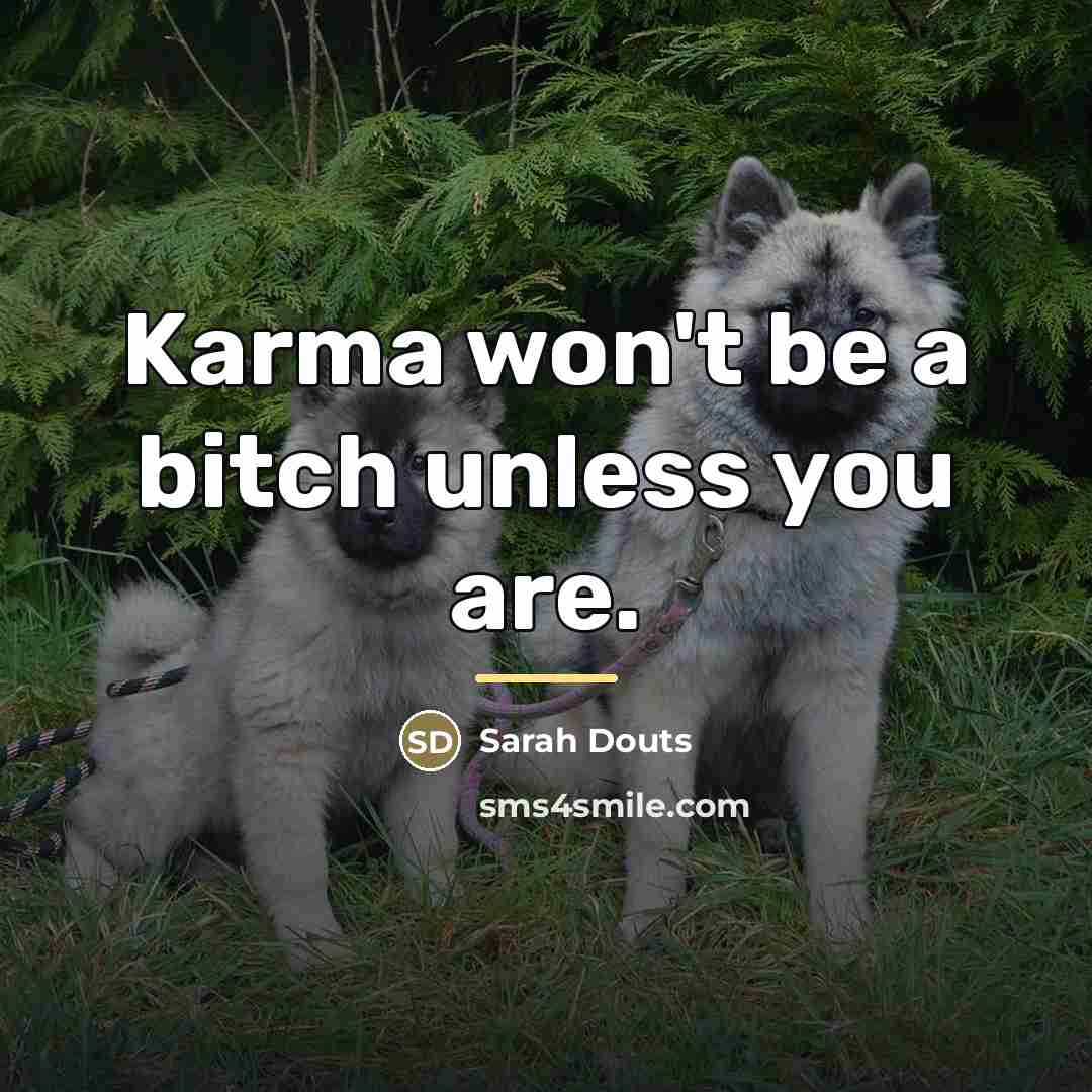 “Karma won't be a bitch unless you are.…” quote by Sarah Douts