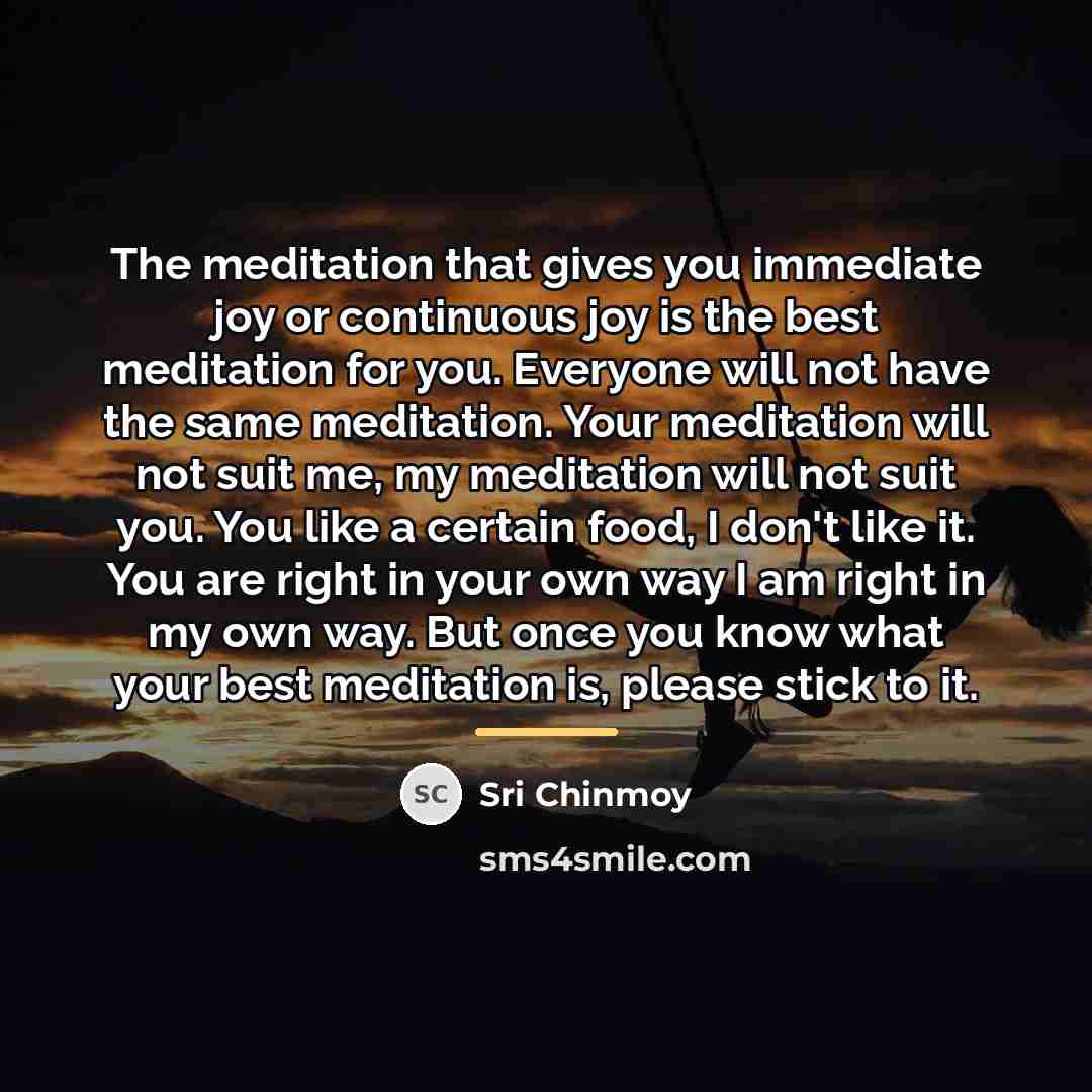 “The meditation that gives you immediate joy or continuous joy…” quote by Sri Chinmoy