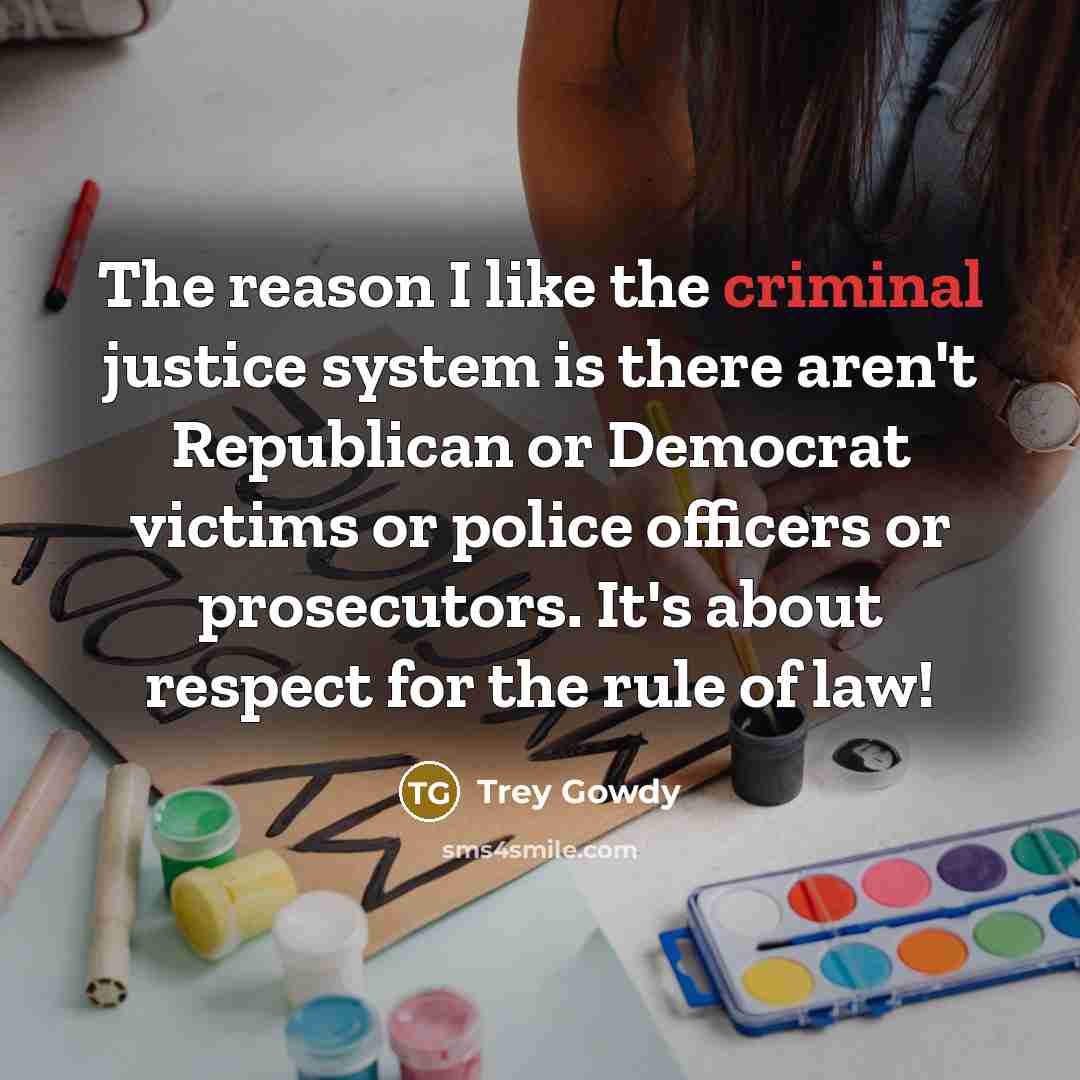 “The reason I like the criminal justice system is there…” quote by Trey Gowdy