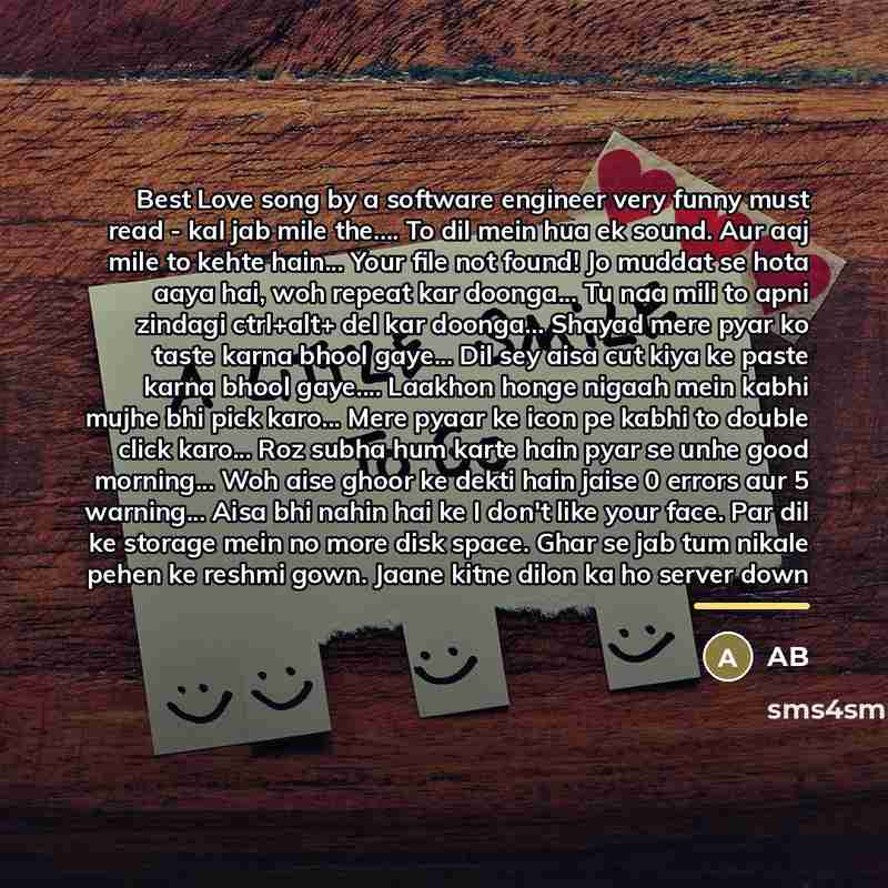 “Best Love song by a software engineer very funny must…” quote by AB