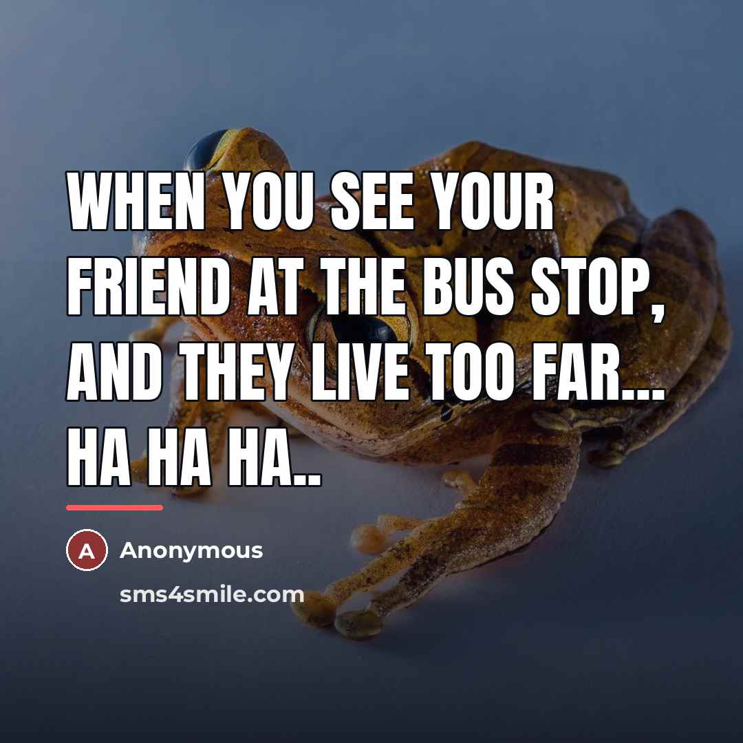 “When you see your friend at the bus stop, and…” quote by Anonymous