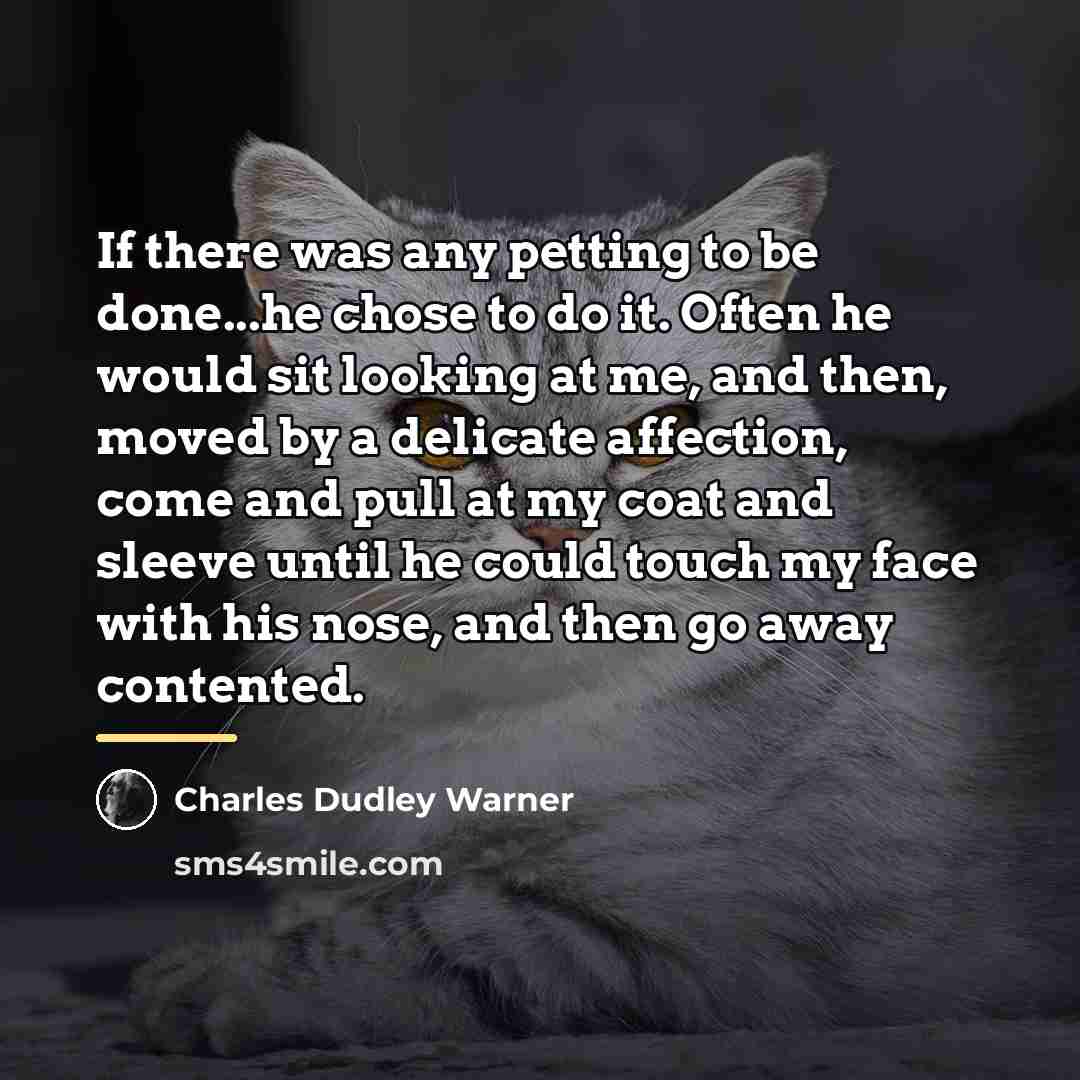 “If there was any petting to be done...he chose to…” quote by Charles Dudley Warner