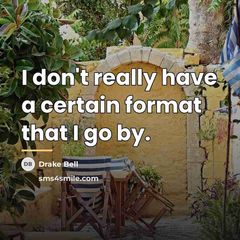 “I don't really have a certain format that I go…” quote by Drake Bell