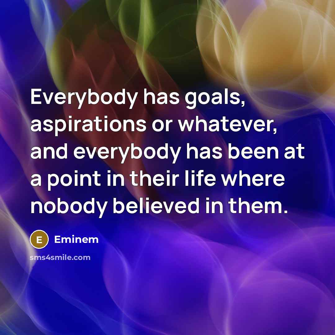 “Everybody has goals, aspirations or whatever, and everybody has been…” quote by Eminem