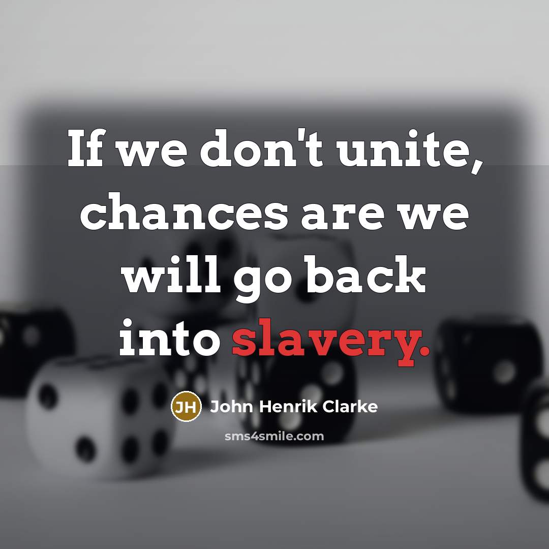 “If we don't unite, chances are we will go back…” quote by John Henrik Clarke