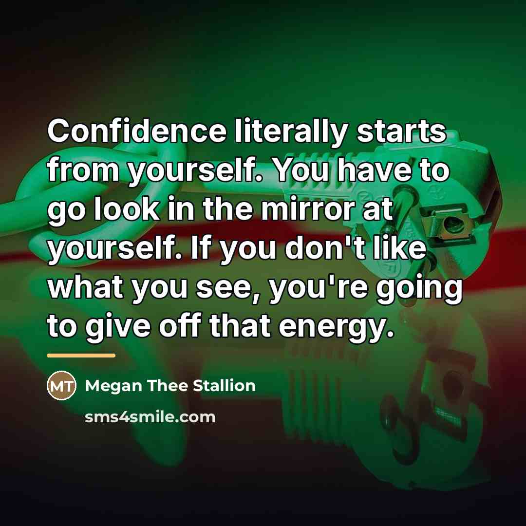 “Confidence literally starts from yourself. You have to go look…” quote by Megan Thee Stallion