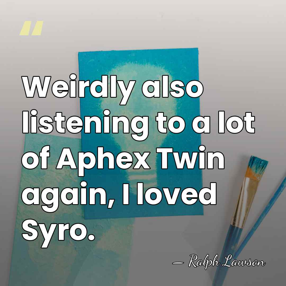 Weirdly also listening to a lot of Aphex Twin again, I loved&hellip; - Ralph Lawson