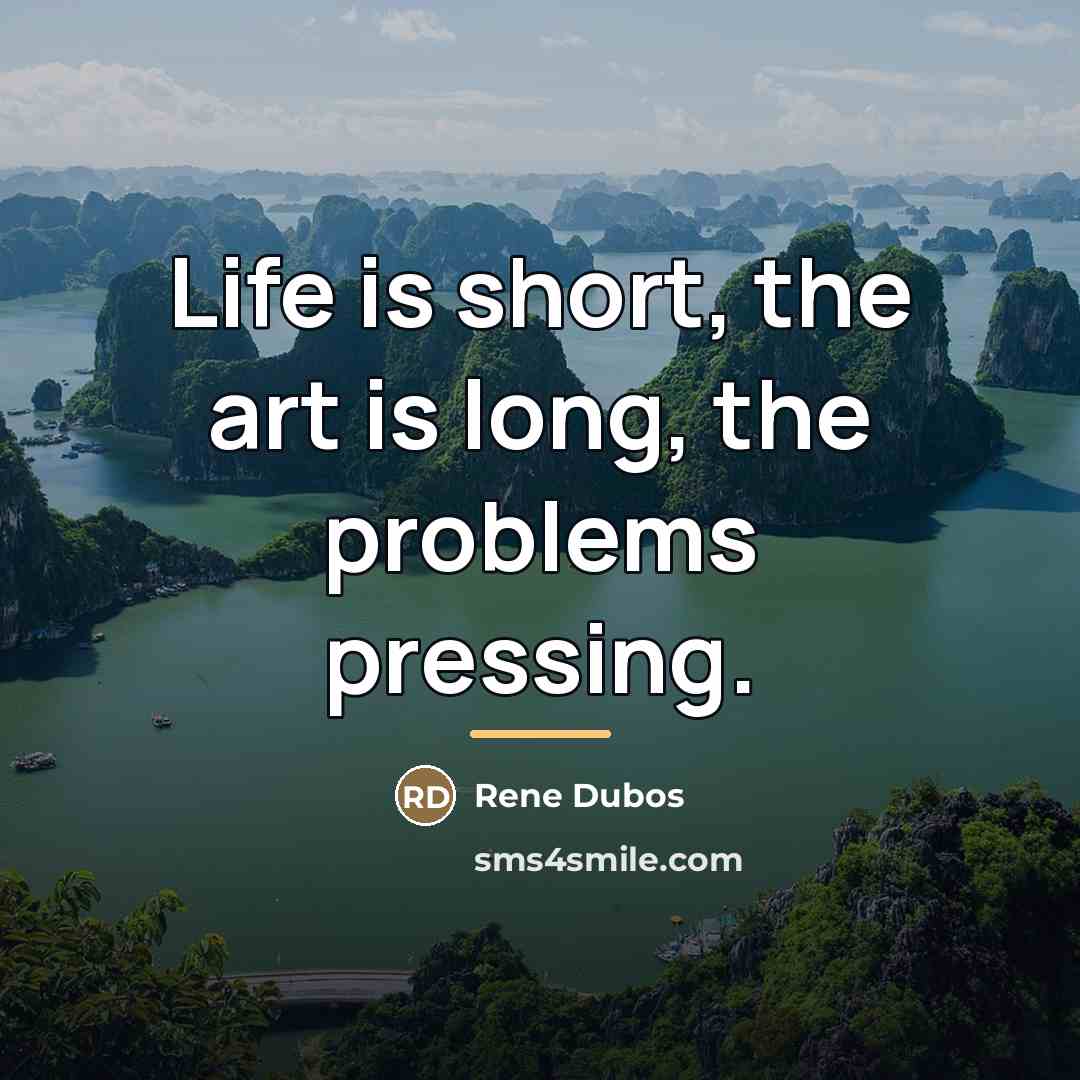 “Life is short, the art is long, the problems pressing.…” quote by Rene Dubos