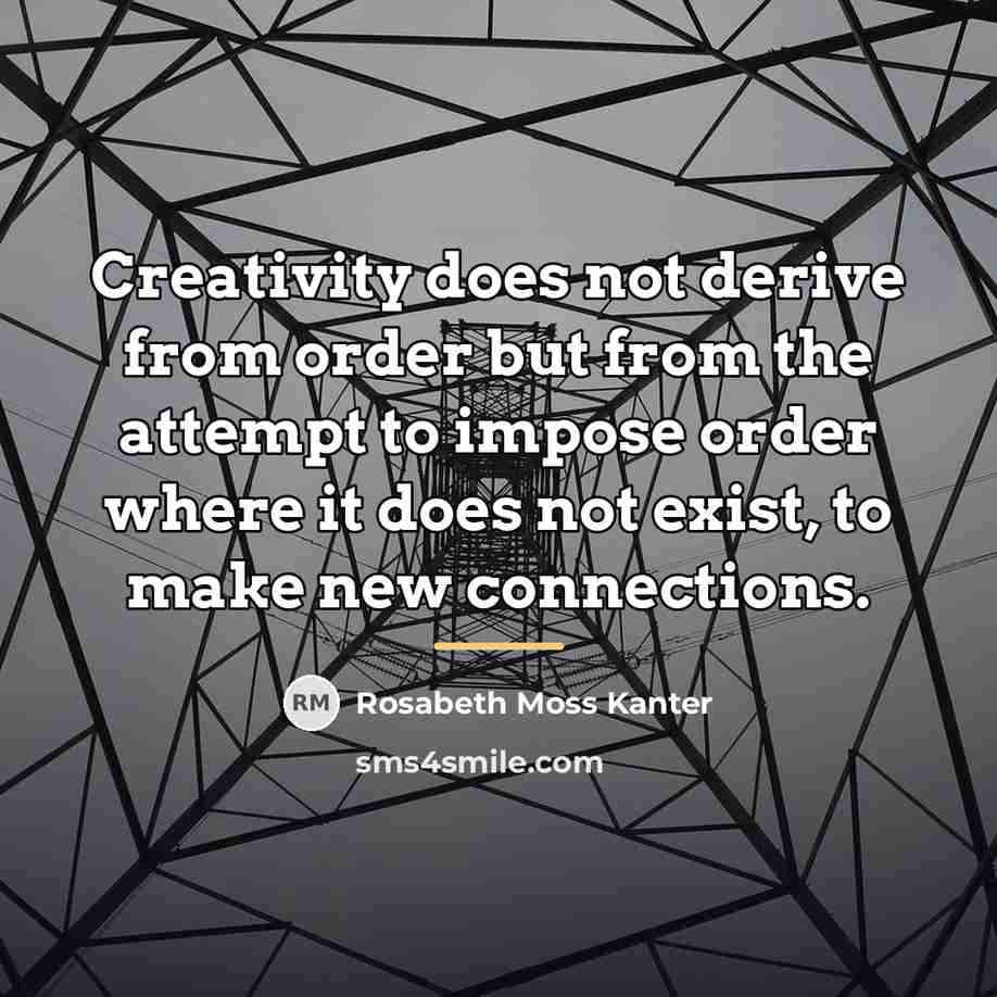“Creativity does not derive from order but from the attempt…” quote by Rosabeth Moss Kanter