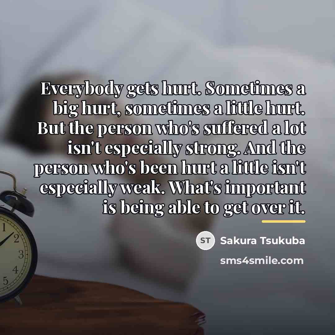 “Everybody gets hurt. Sometimes a big hurt, sometimes a little…” quote by Sakura Tsukuba
