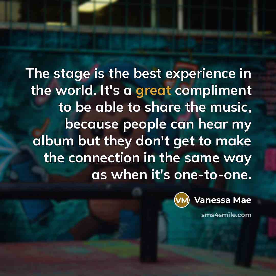 “The stage is the best experience in the world. It's…” quote by Vanessa Mae