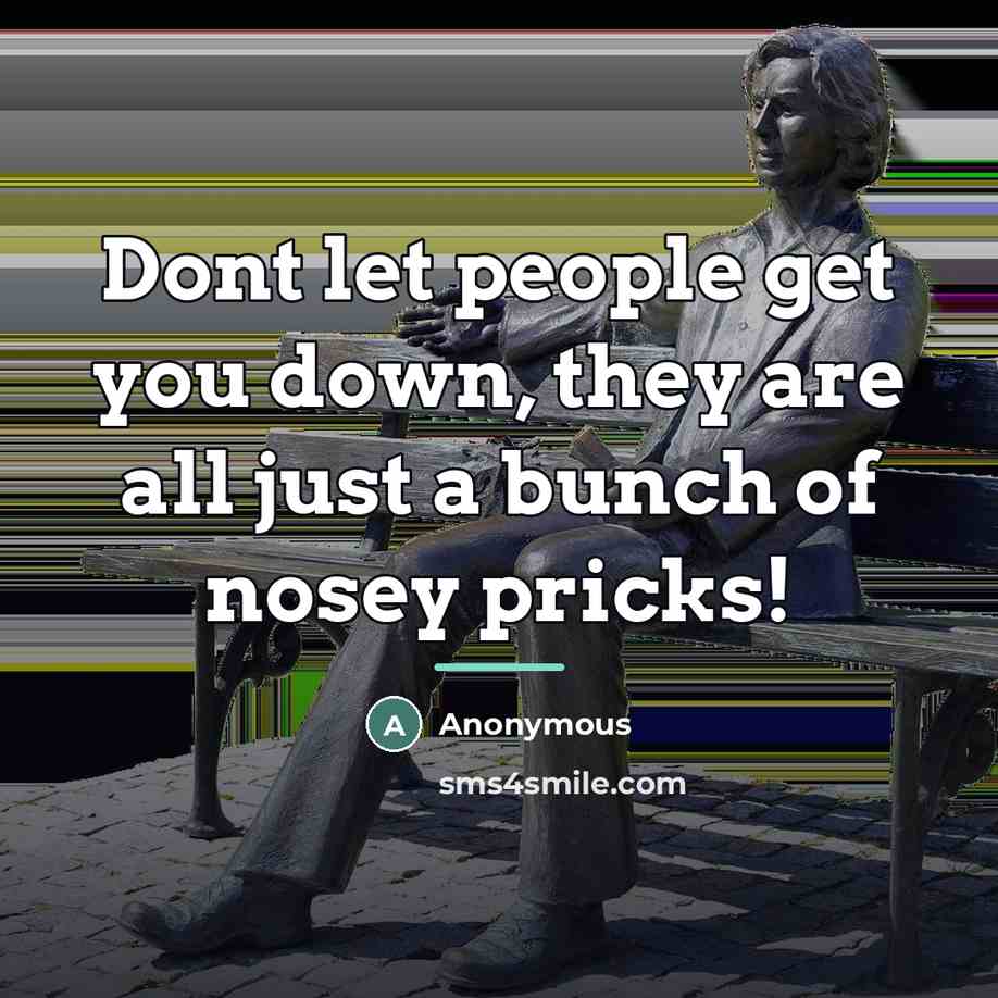 “Dont let people get you down, they are all just a bunch of nosey pricks!” quote by Anonymous