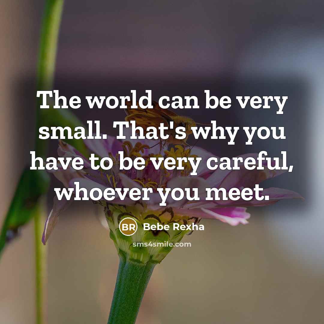 “The world can be very small. That's why you have…” quote by Bebe Rexha