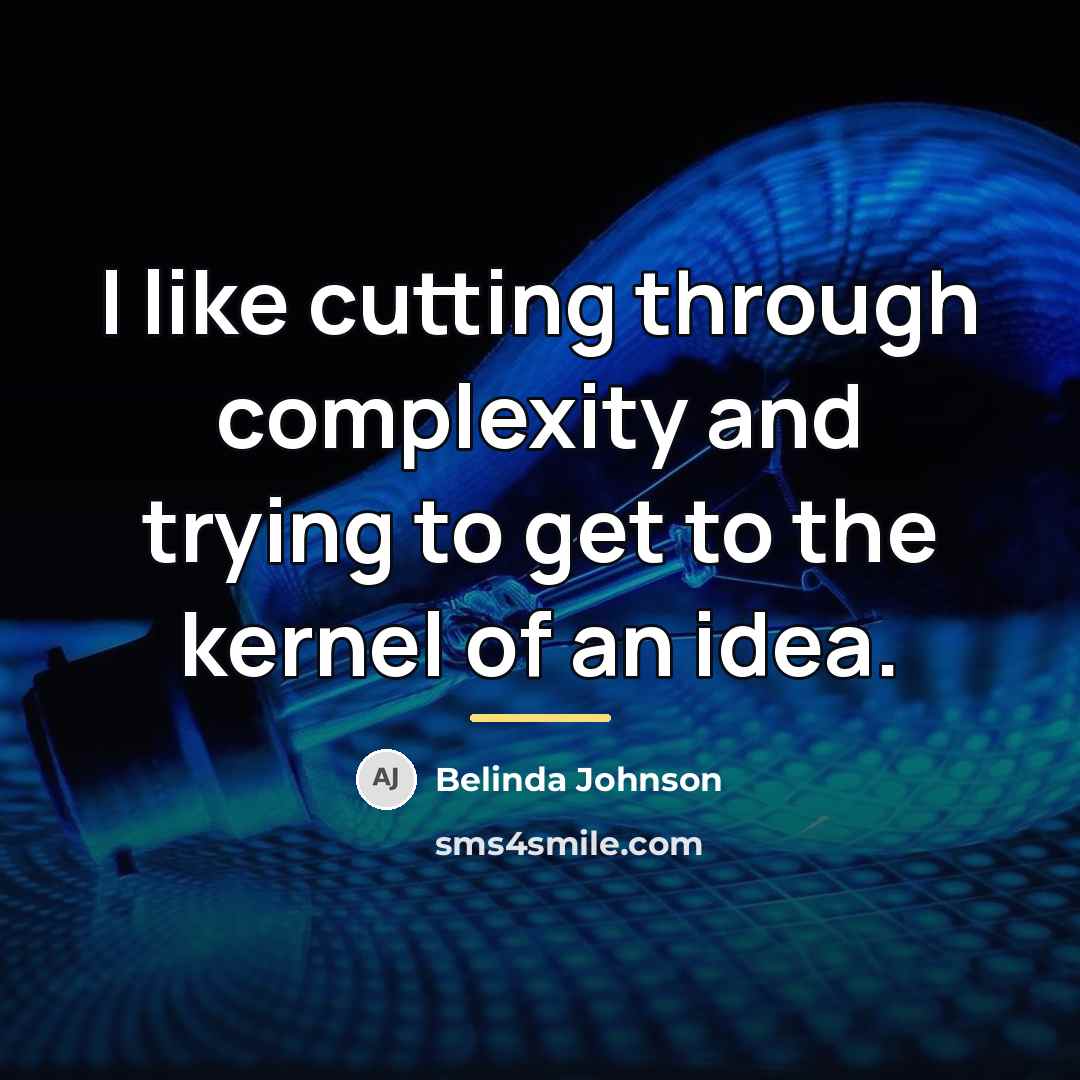 “I like cutting through complexity and trying to get to…” quote by Belinda Johnson