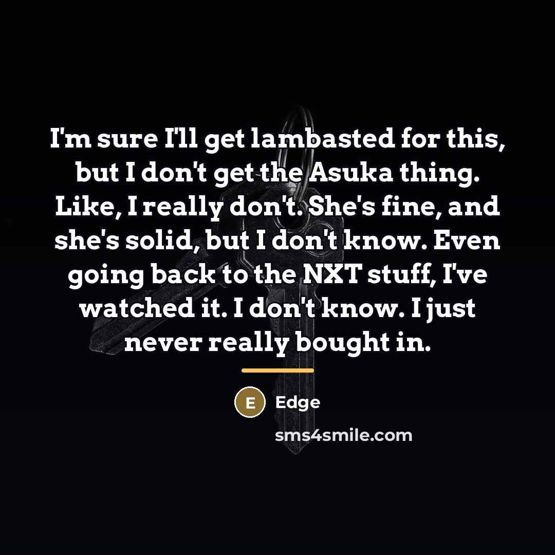 “I'm sure I'll get lambasted for this, but I don't…” quote by Edge