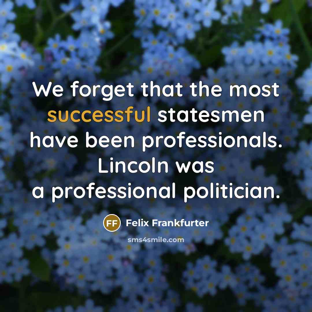 “We forget that the most successful statesmen have been professionals.…” quote by Felix Frankfurter