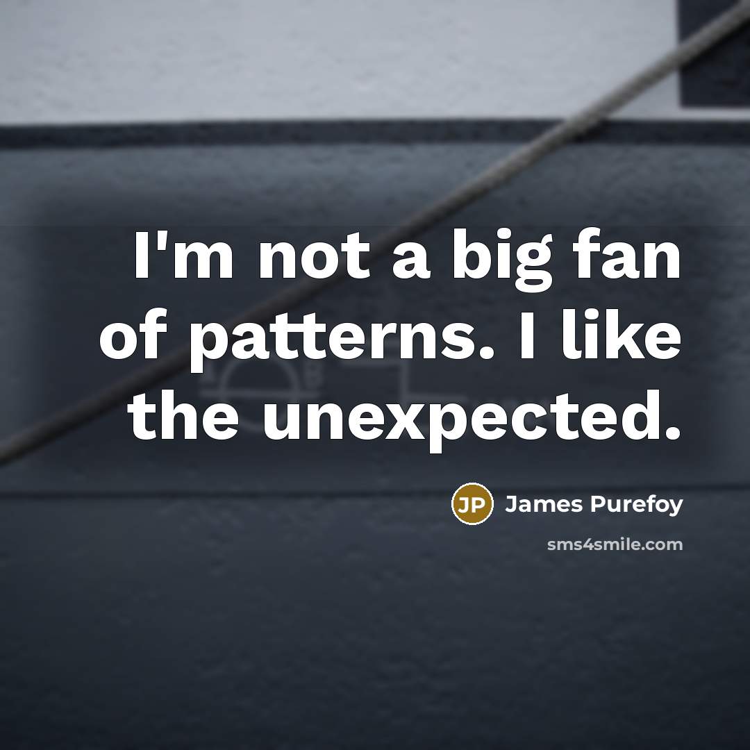 “I'm not a big fan of patterns. I like the…” quote by James Purefoy