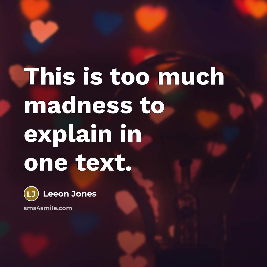 “This is too much madness to explain in one text.” quote by Leeon Jones