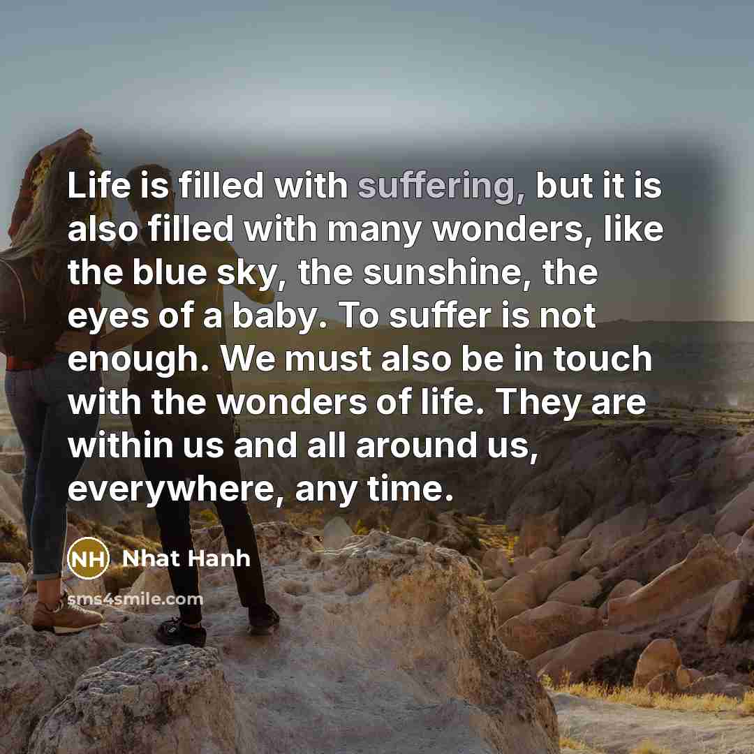 “Life is filled with suffering, but it is also filled…” quote by Nhat Hanh