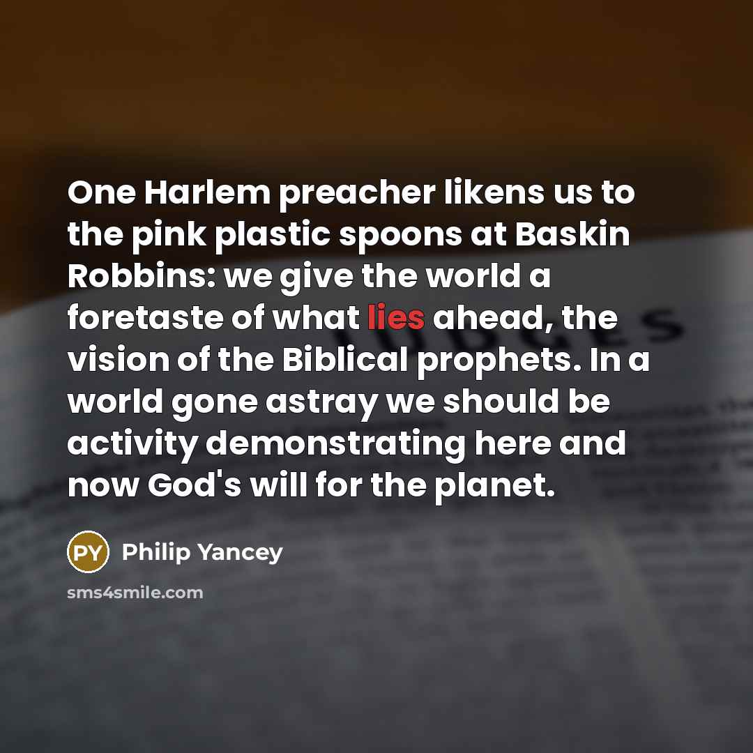 “One Harlem preacher likens us to the pink plastic spoons…” quote by Philip Yancey
