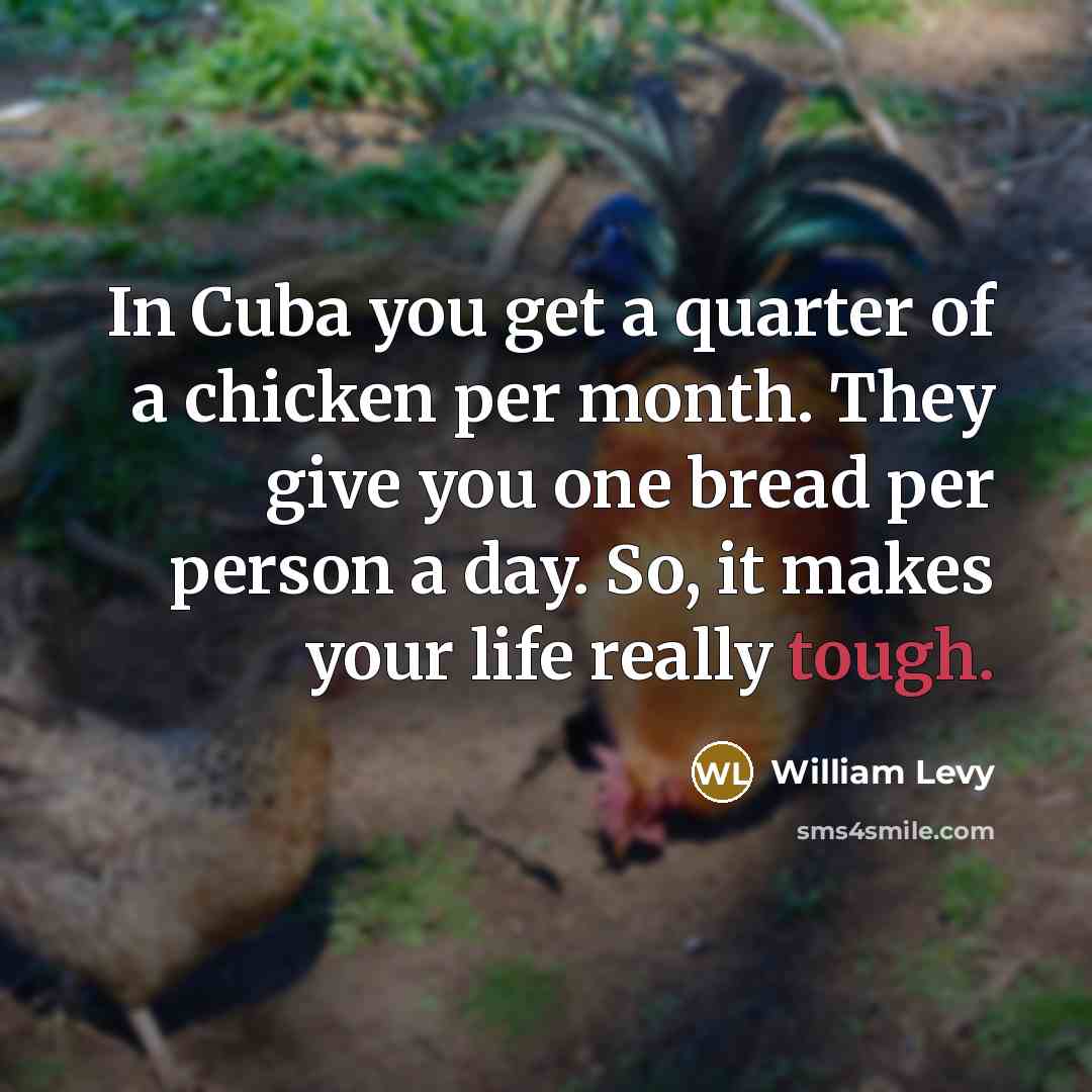 “In Cuba you get a quarter of a chicken per…” quote by William Levy