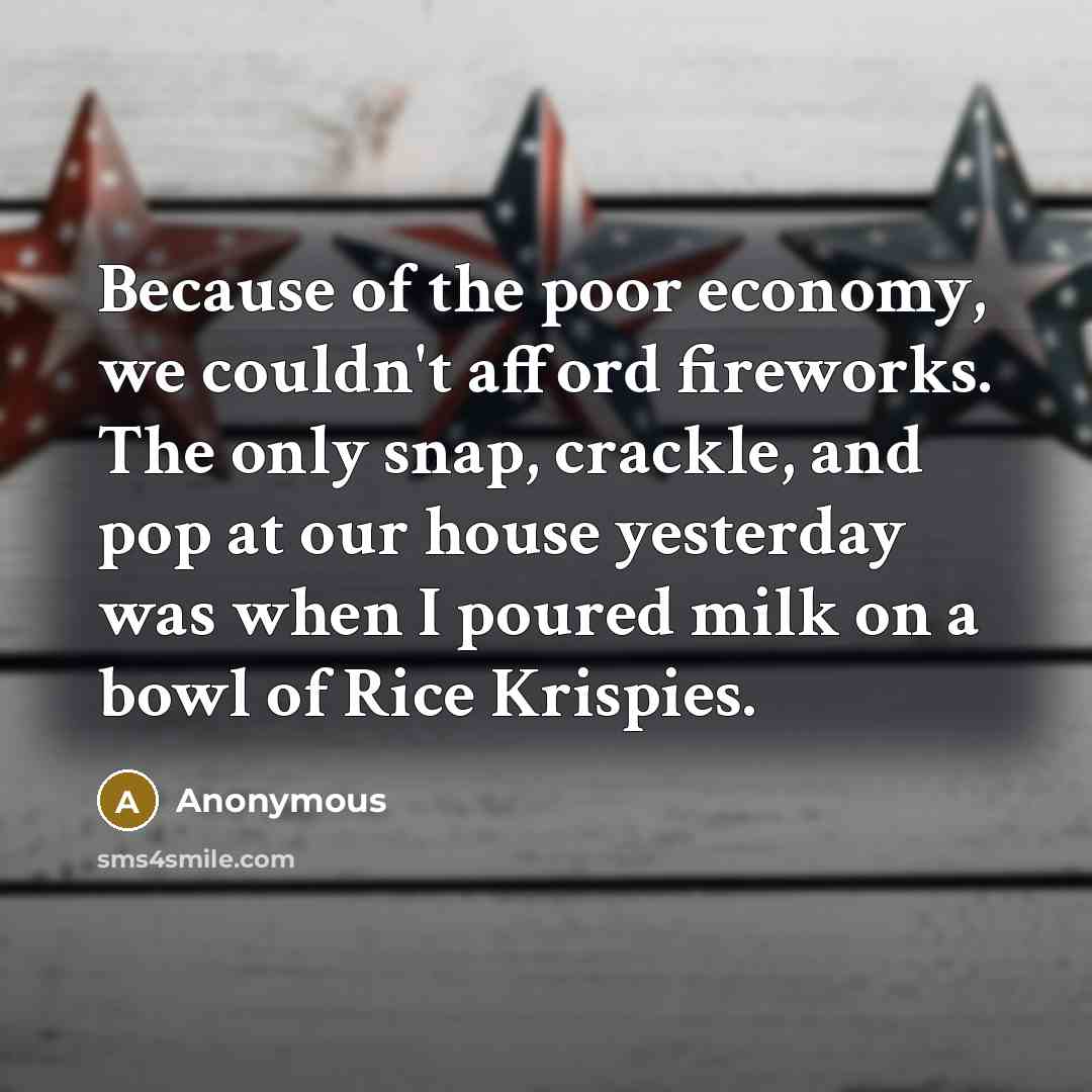 “Because of the poor economy, we couldn't afford fireworks. The…” quote by Anonymous