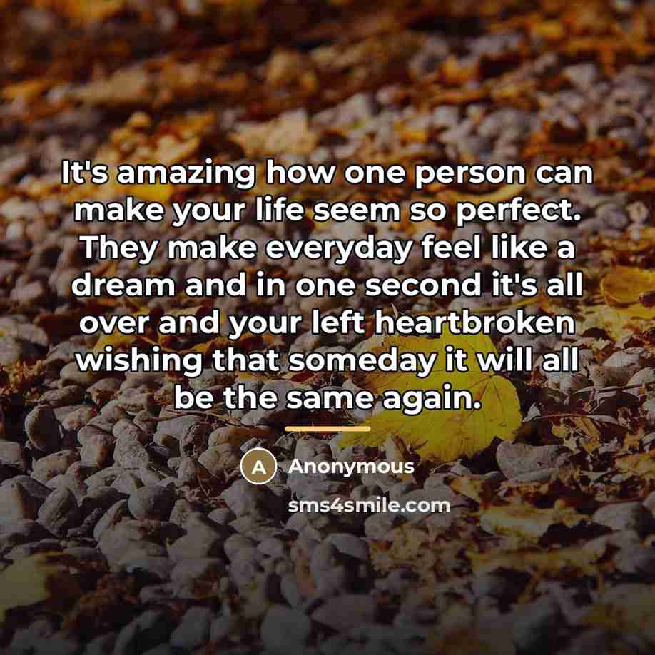 “It's amazing how one person can make your life seem…” quote by Anonymous
