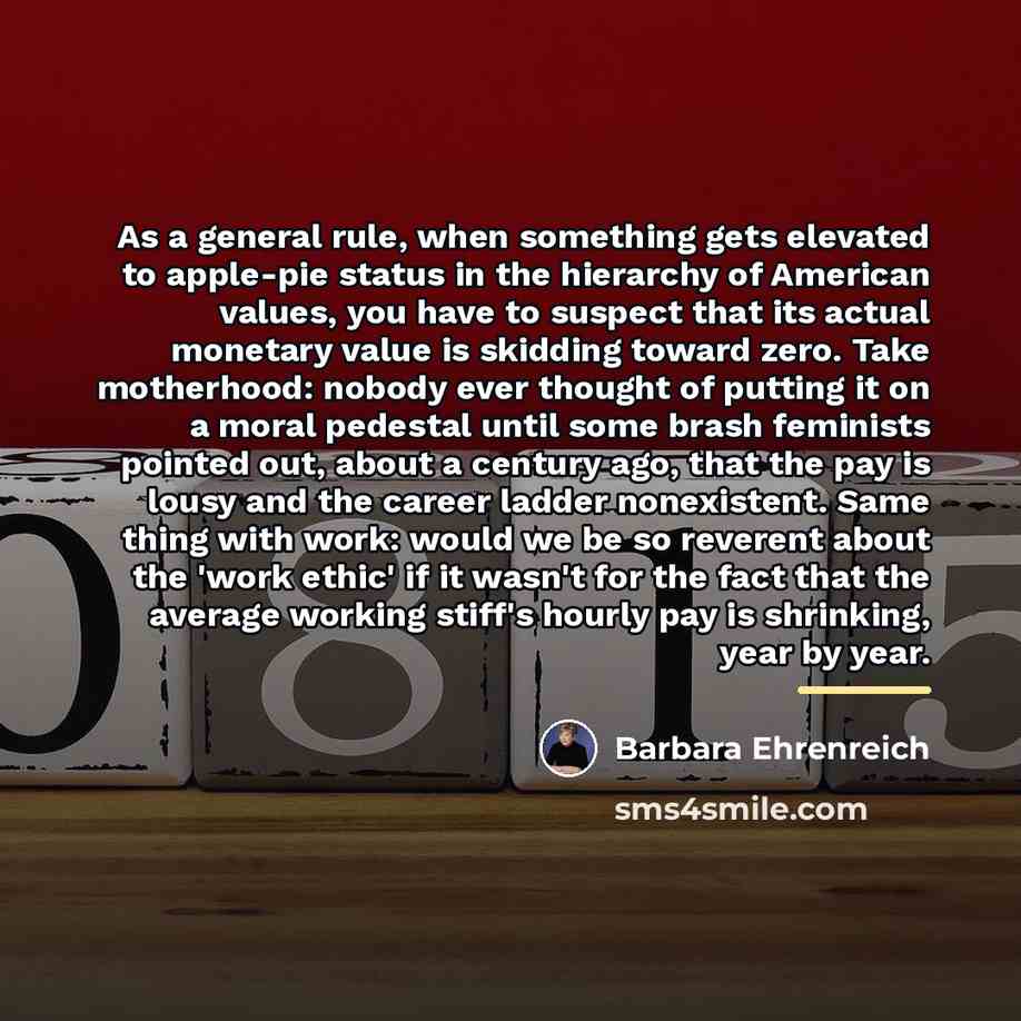 “As a general rule, when something gets elevated to apple-pie…” quote by Barbara Ehrenreich