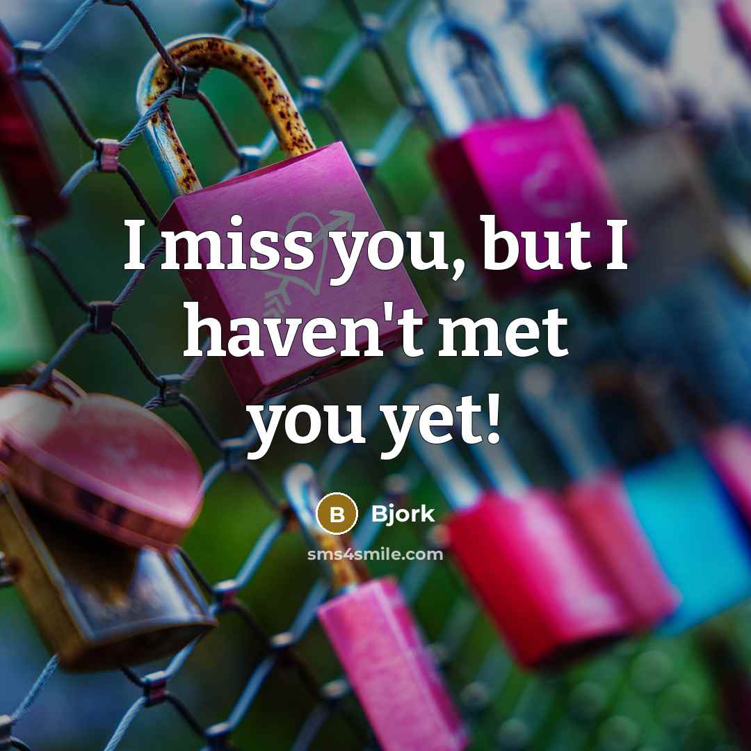 “I miss you, but I haven't met you yet!” quote by Bjork