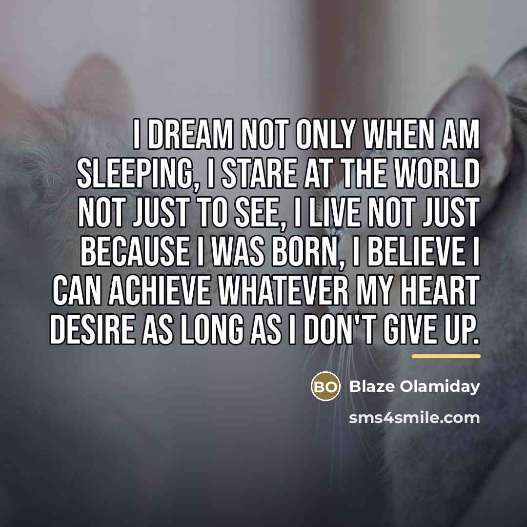 “I dream not only when am sleeping, I stare at…” quote by Blaze Olamiday