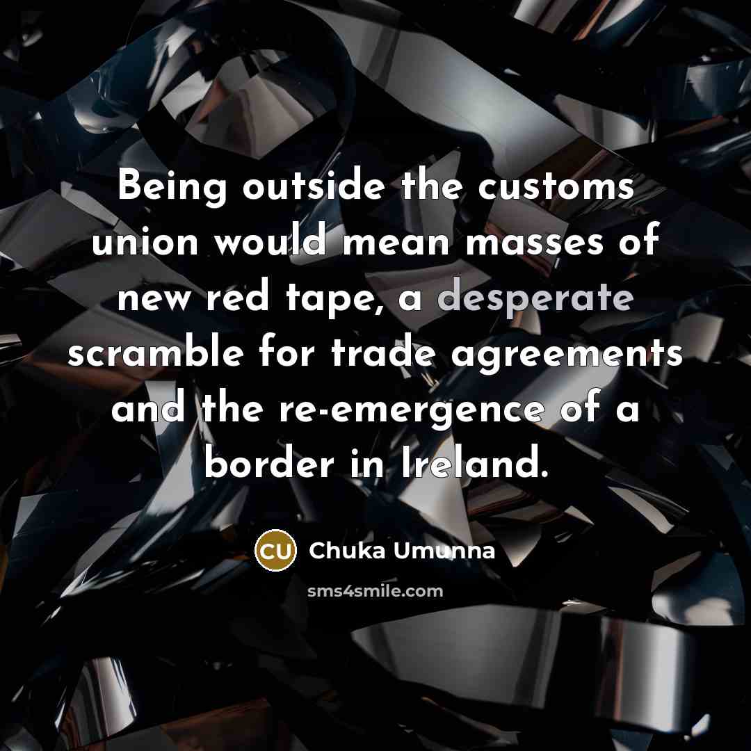 “Being outside the customs union would mean masses of new…” quote by Chuka Umunna