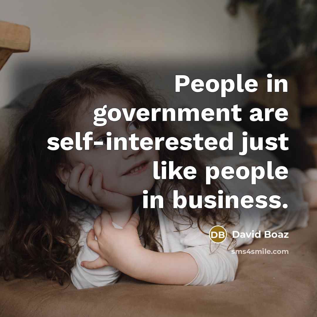 “People in government are self-interested just like people in business.…” quote by David Boaz