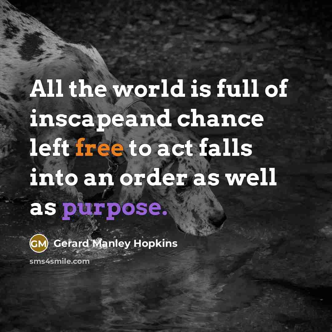 “All the world is full of inscapeand chance left free to act falls into an order as well as purpose.” quote by Gerard Manley Hopkins