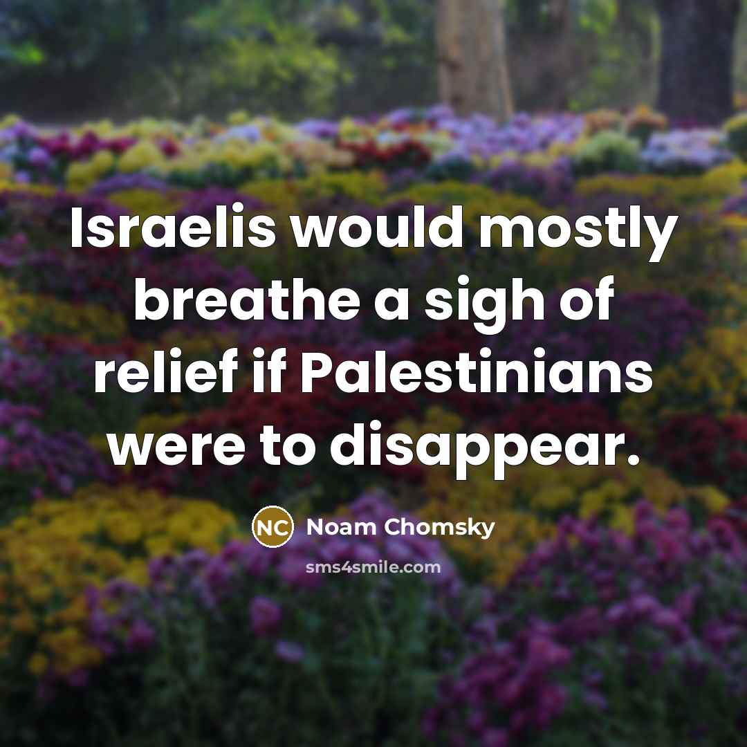 “Israelis would mostly breathe a sigh of relief if Palestinians…” quote by Noam Chomsky