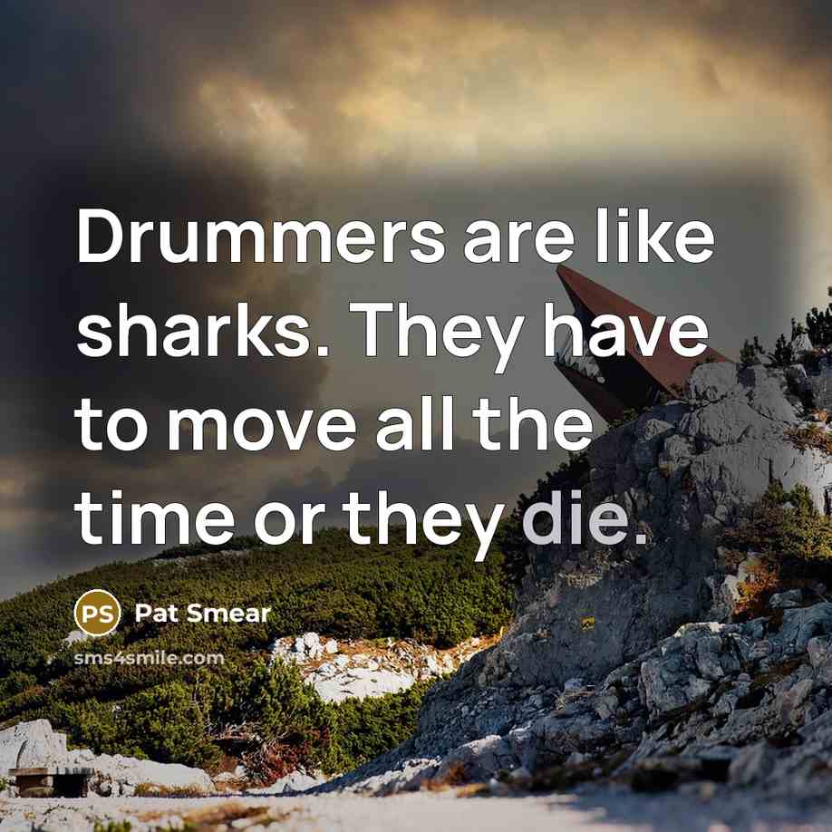 “Drummers are like sharks. They have to move all the…” quote by Pat Smear