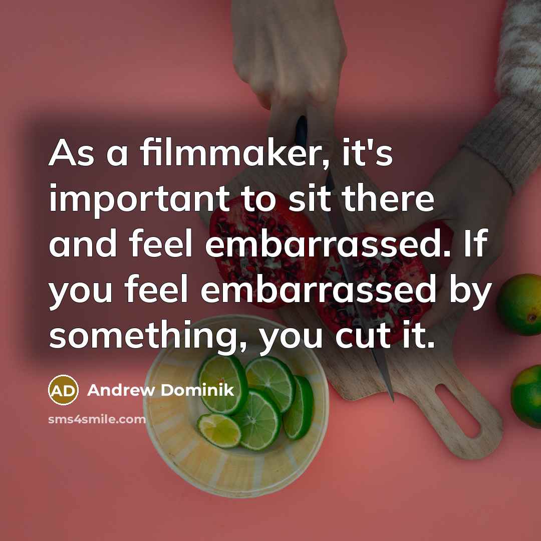 “As a filmmaker, it's important to sit there and feel…” quote by Andrew Dominik