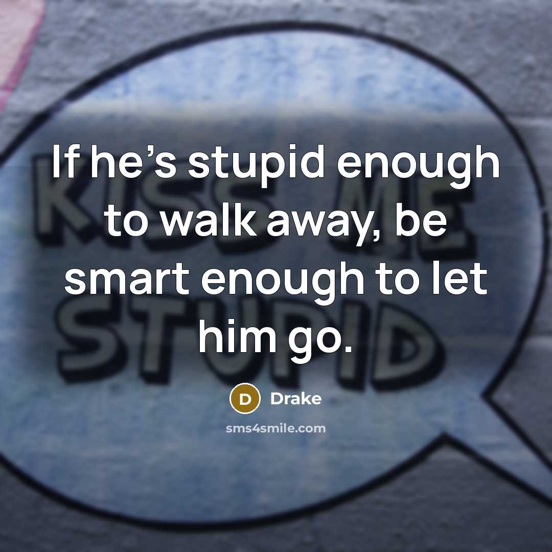 “If he's stupid enough to walk away, be smart enough to let him go.” quote by Drake