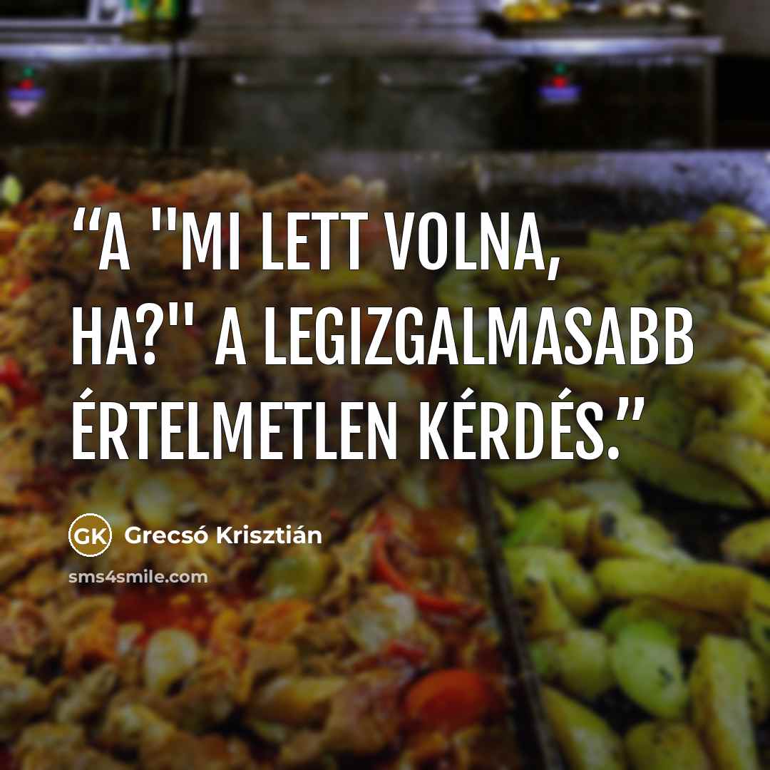 “A "mi lett volna, ha?" a legizgalmasabb értelmetlen kérdés.” quote by Grecsó Krisztián