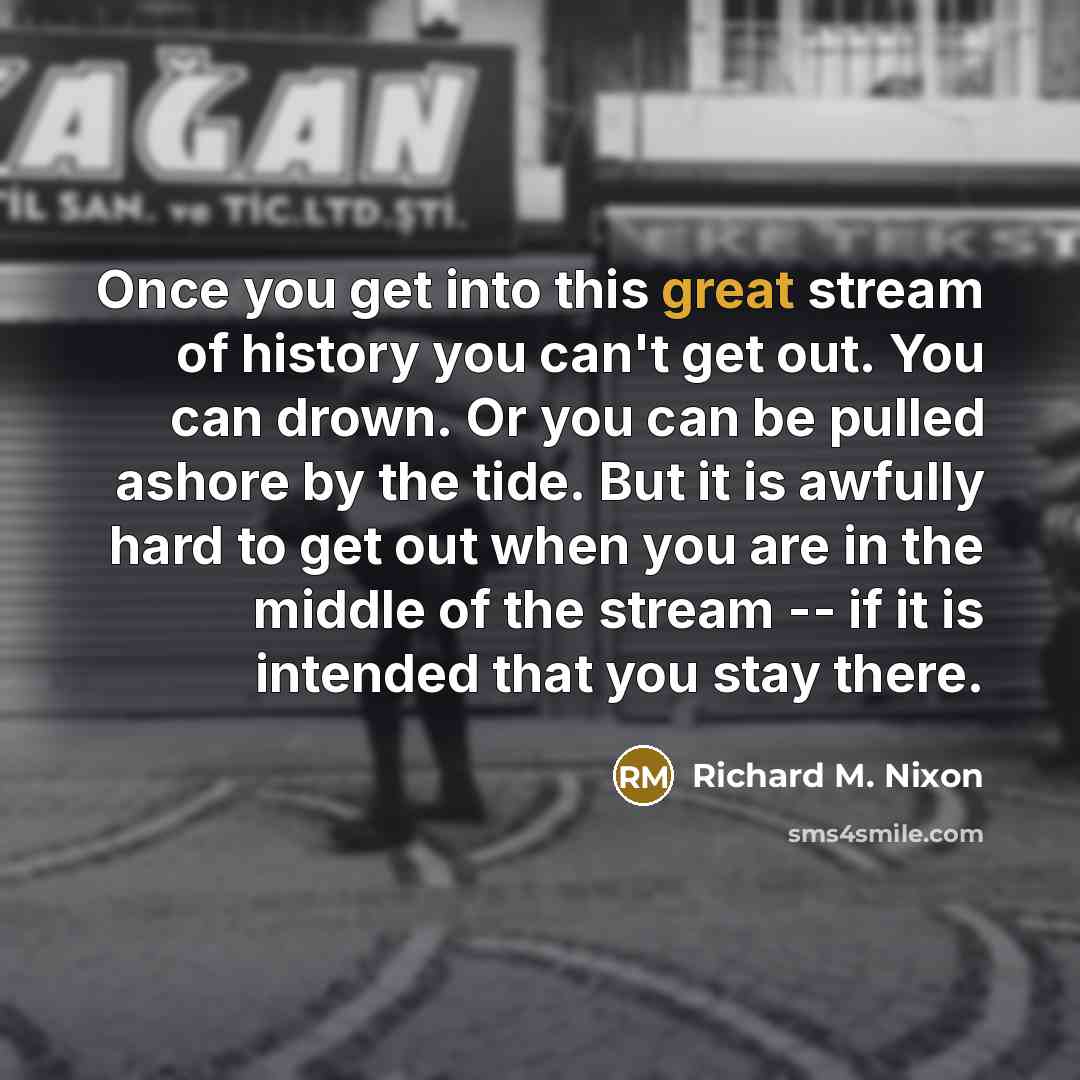 “Once you get into this great stream of history you…” quote by Richard M. Nixon