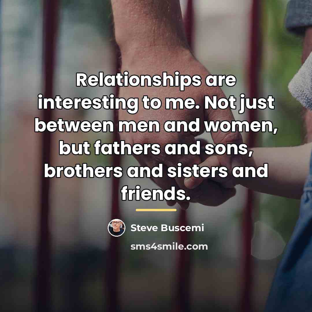 “Relationships are interesting to me. Not just between men and…” quote by Steve Buscemi