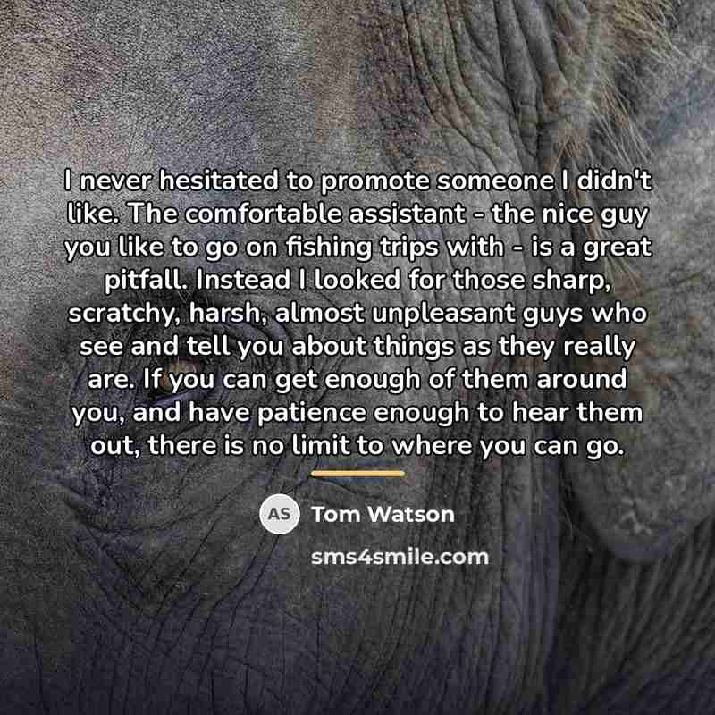 “I never hesitated to promote someone I didn't like. The…” quote by Tom Watson